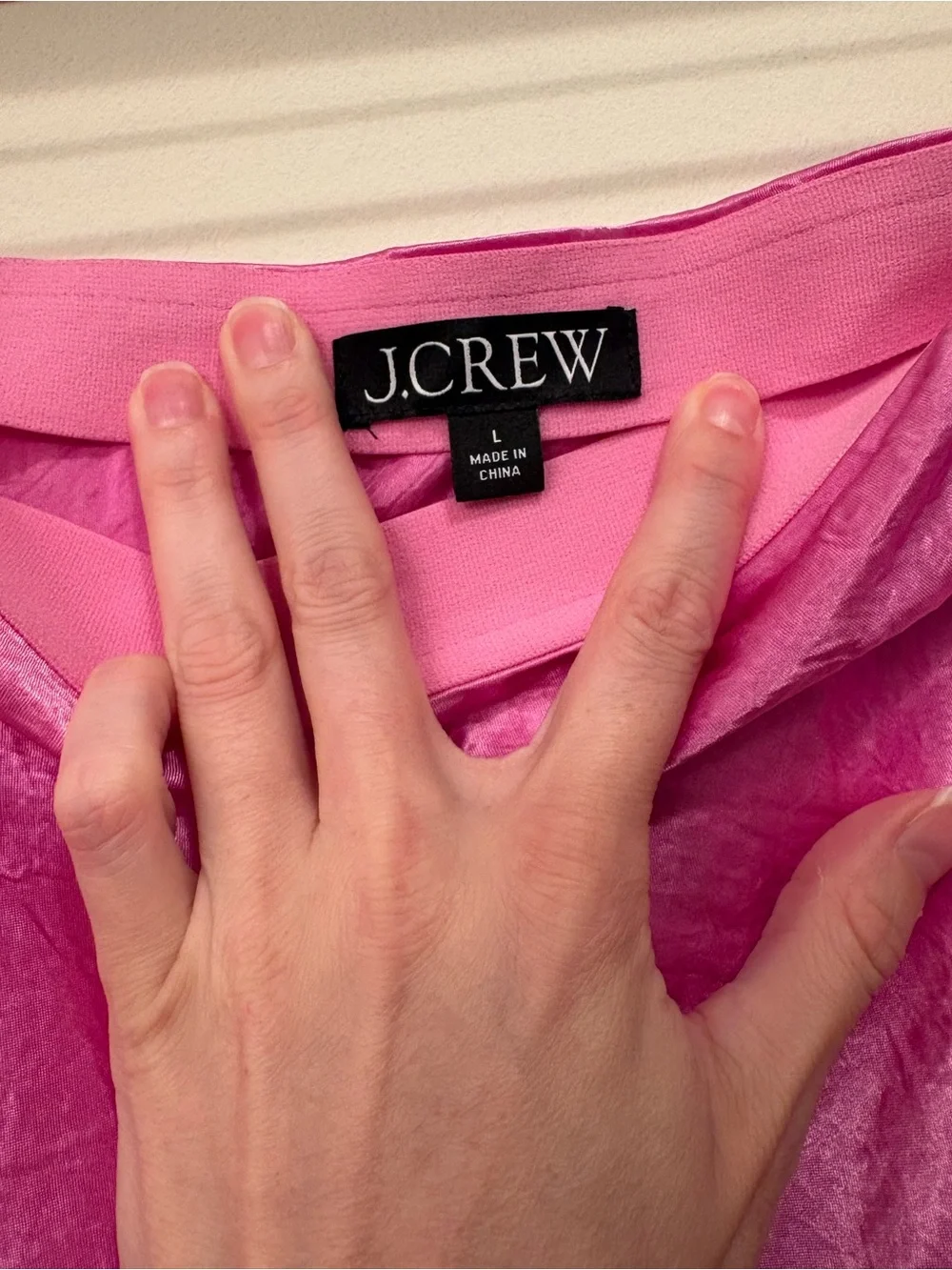 J. Crew Gwen Lace Trim Satin Midi Skirt Size Large